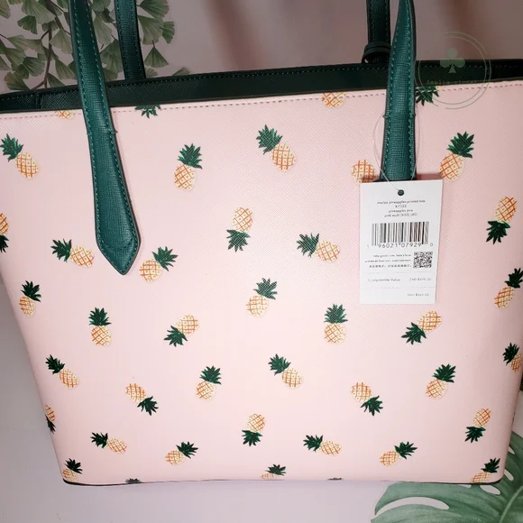 MAKE AN OFFER kate spade Marlee pineapple green pink tote with pineapple - Picture 5 of 5